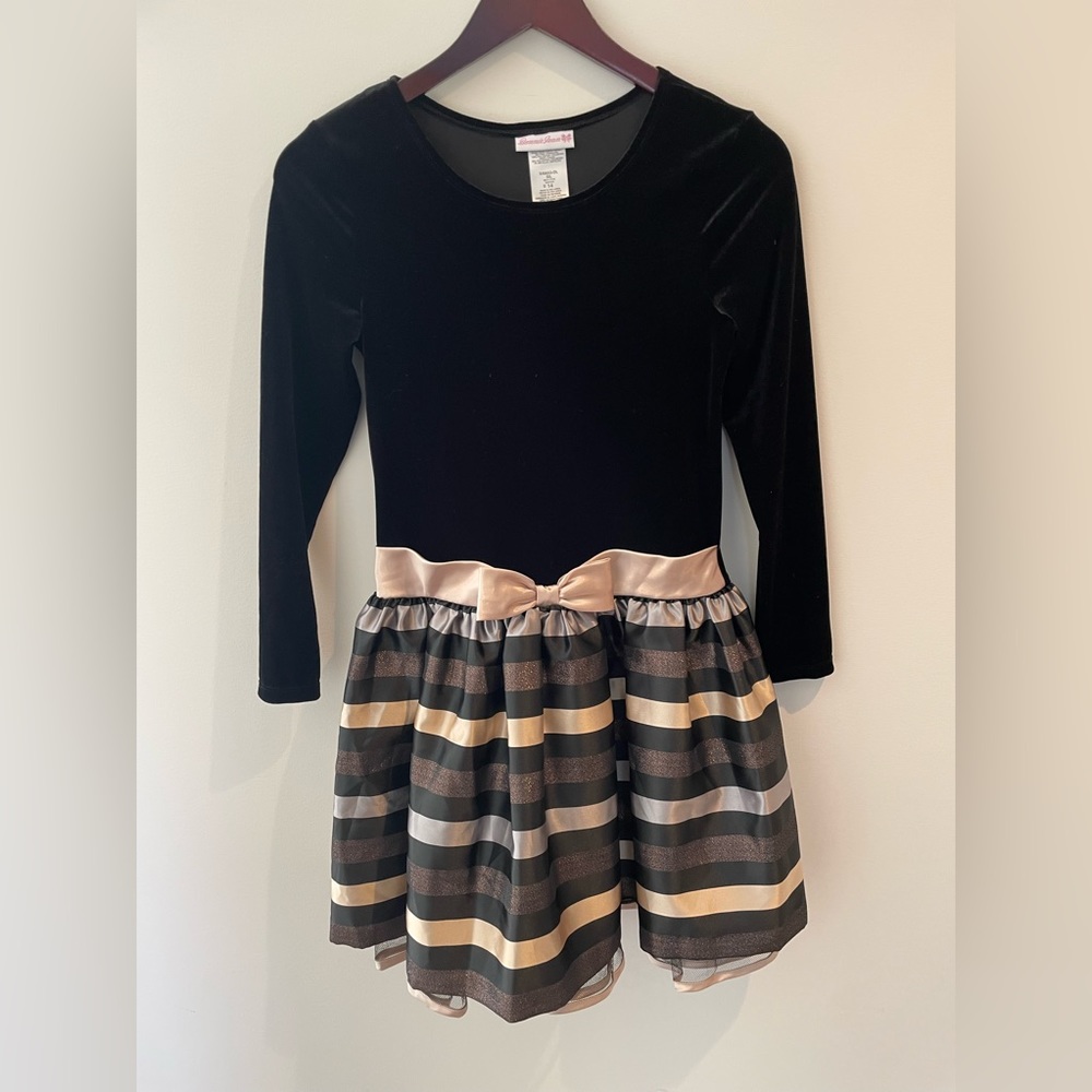 Girls velvet and satin holiday dress